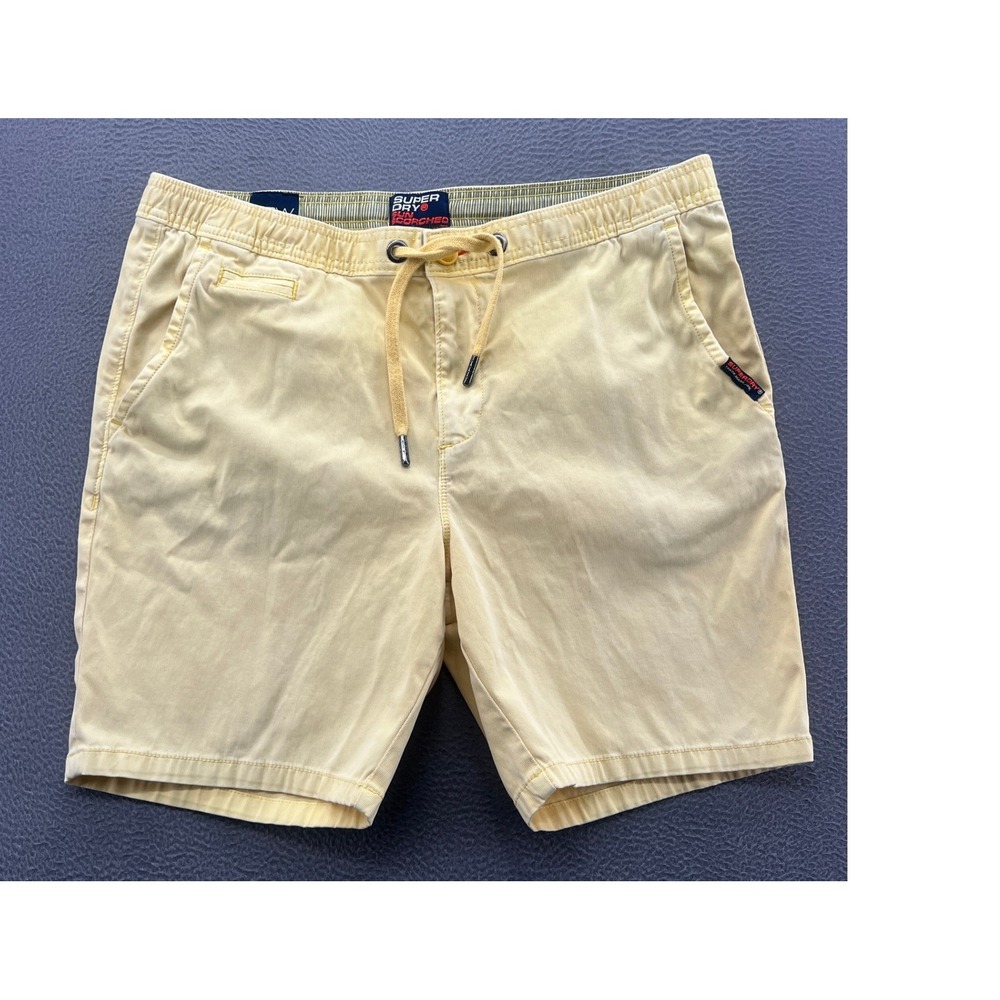 Superdry Chino Shorts Mens 36W Sun Scorched Yellow Elastic Waist Drawstring